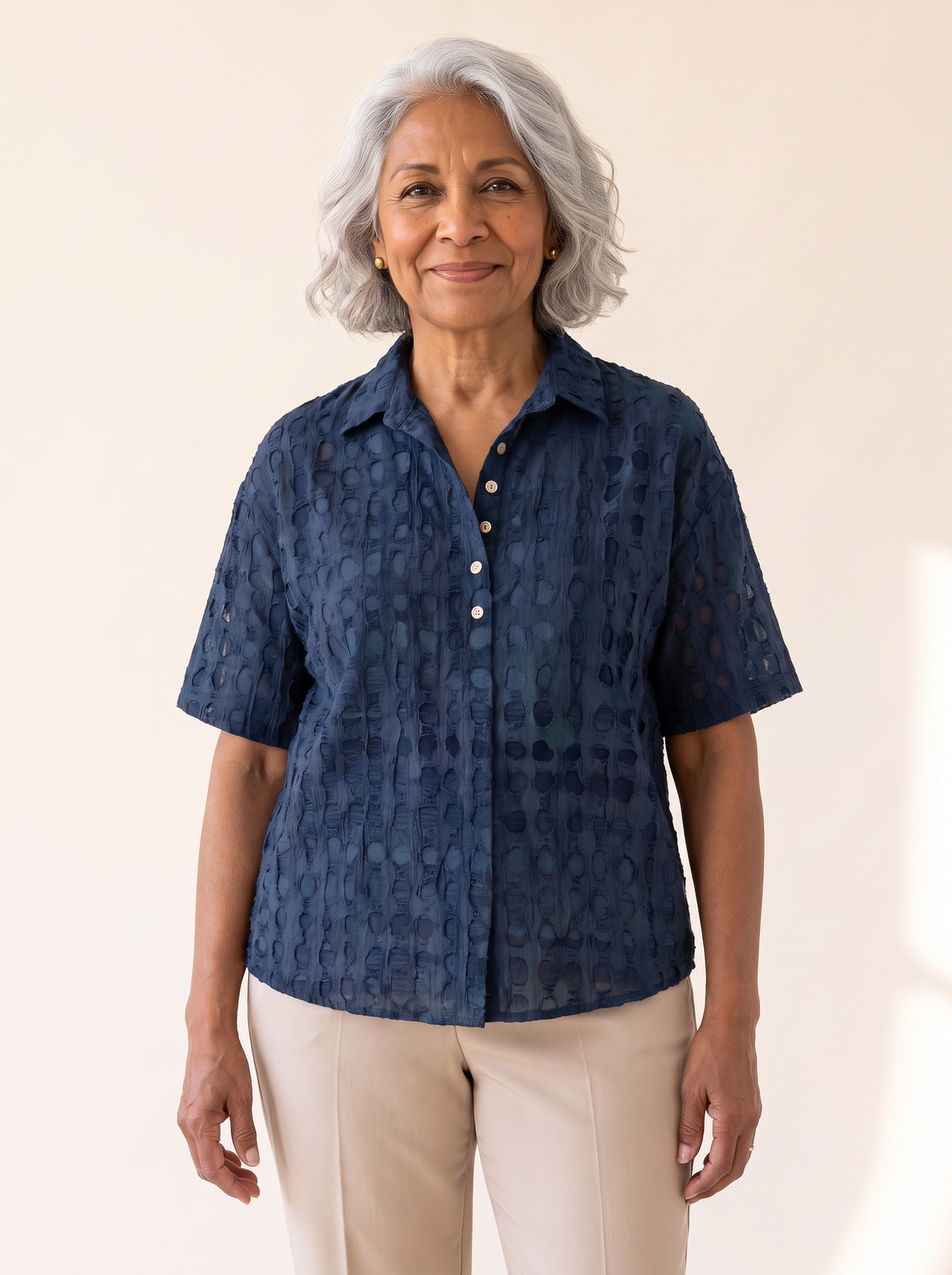 Melody relaxed comfort top in navy blue