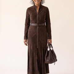Claudia Belted Brown Maxi Dress front