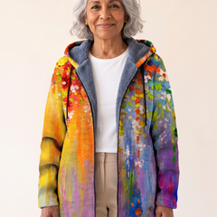 Rosalia Artistic Hooded Cardigan Rainbow front