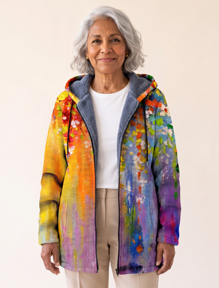 Rosalia Artistic Hooded Cardigan Rainbow front
