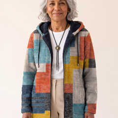 Rosalia Artistic Hooded Cardigan Blue Multicolor front