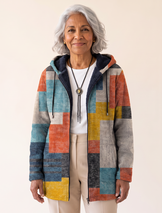Rosalia Artistic Hooded Cardigan Blue Multicolor front