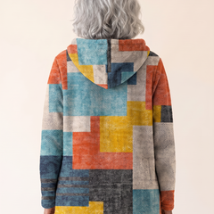 Rosalia Artistic Hooded Cardigan Blue Multicolor back