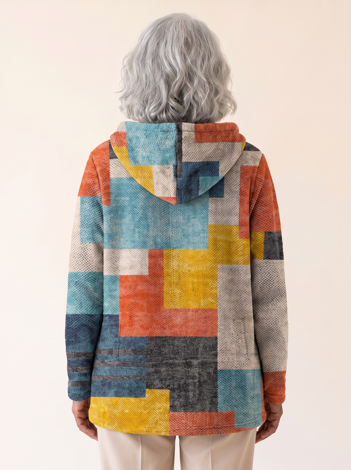 Rosalia Artistic Hooded Cardigan Blue Multicolor back