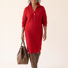 Helena Ribbed Midi Dress Red front