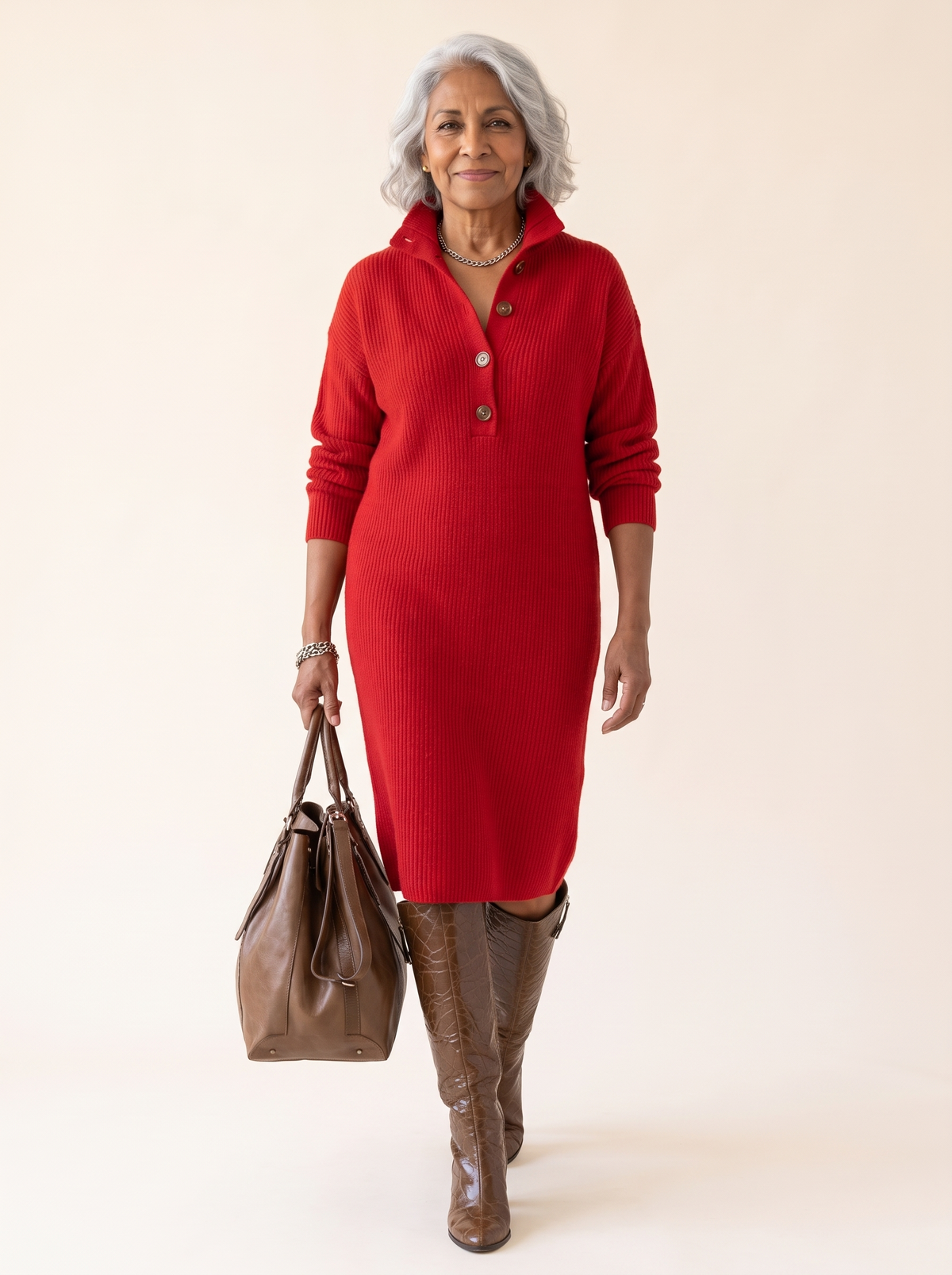 Helena Ribbed Midi Dress Red front