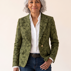 Loretta Jacquard Fitted Blazer Green front