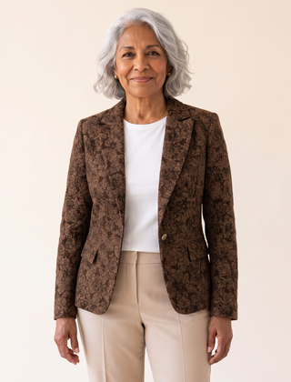 Loretta Jacquard Fitted Blazer Black front