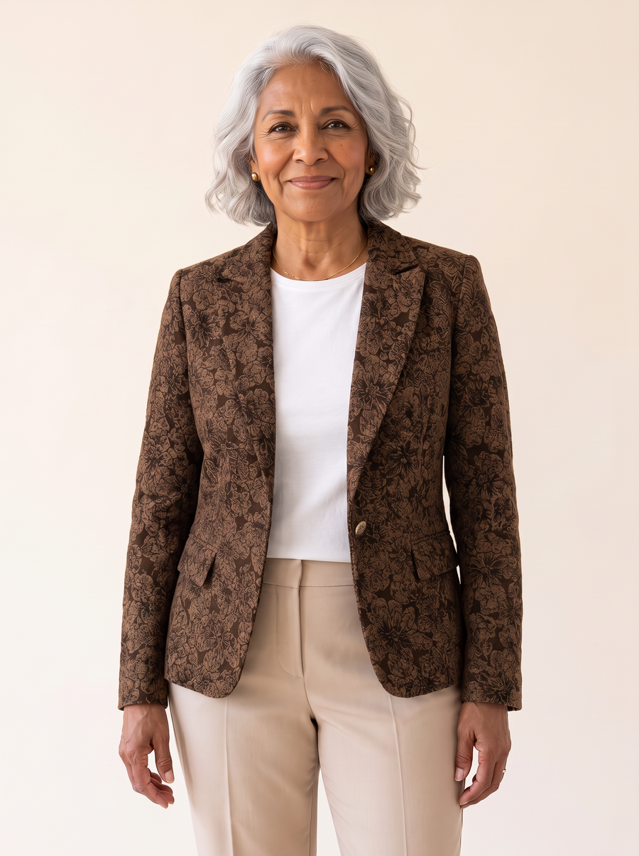 Loretta Jacquard Fitted Blazer Black front