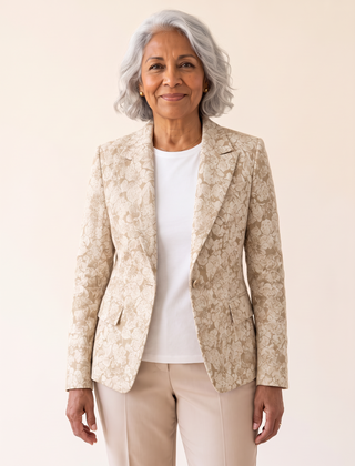 Loretta Jacquard Fitted Blazer Beige front