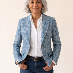 Loretta Jacquard Fitted Blazer Light Blue front