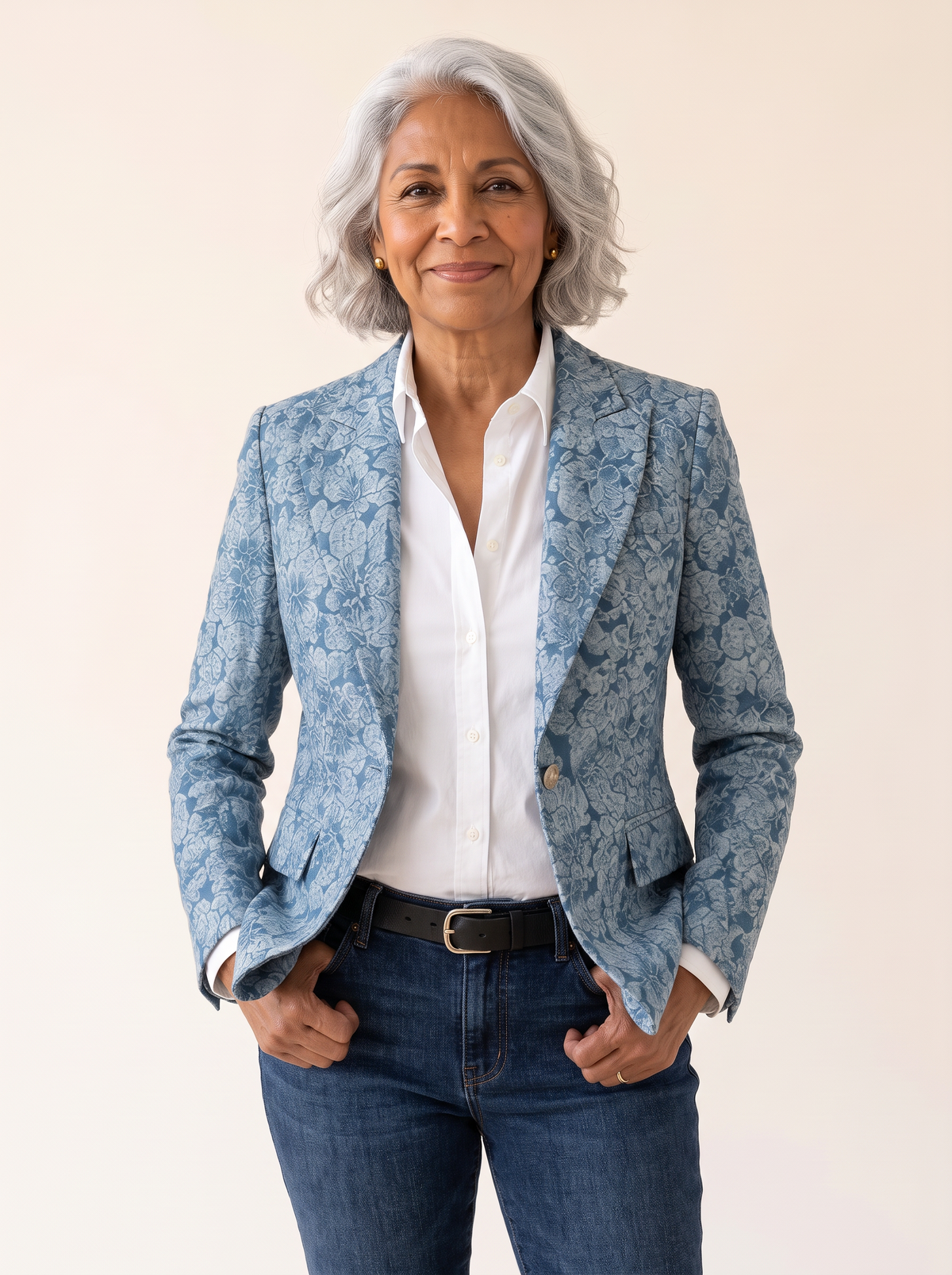 Loretta Jacquard Fitted Blazer Light Blue front