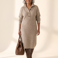 Helena Ribbed Midi Dress Khaki front