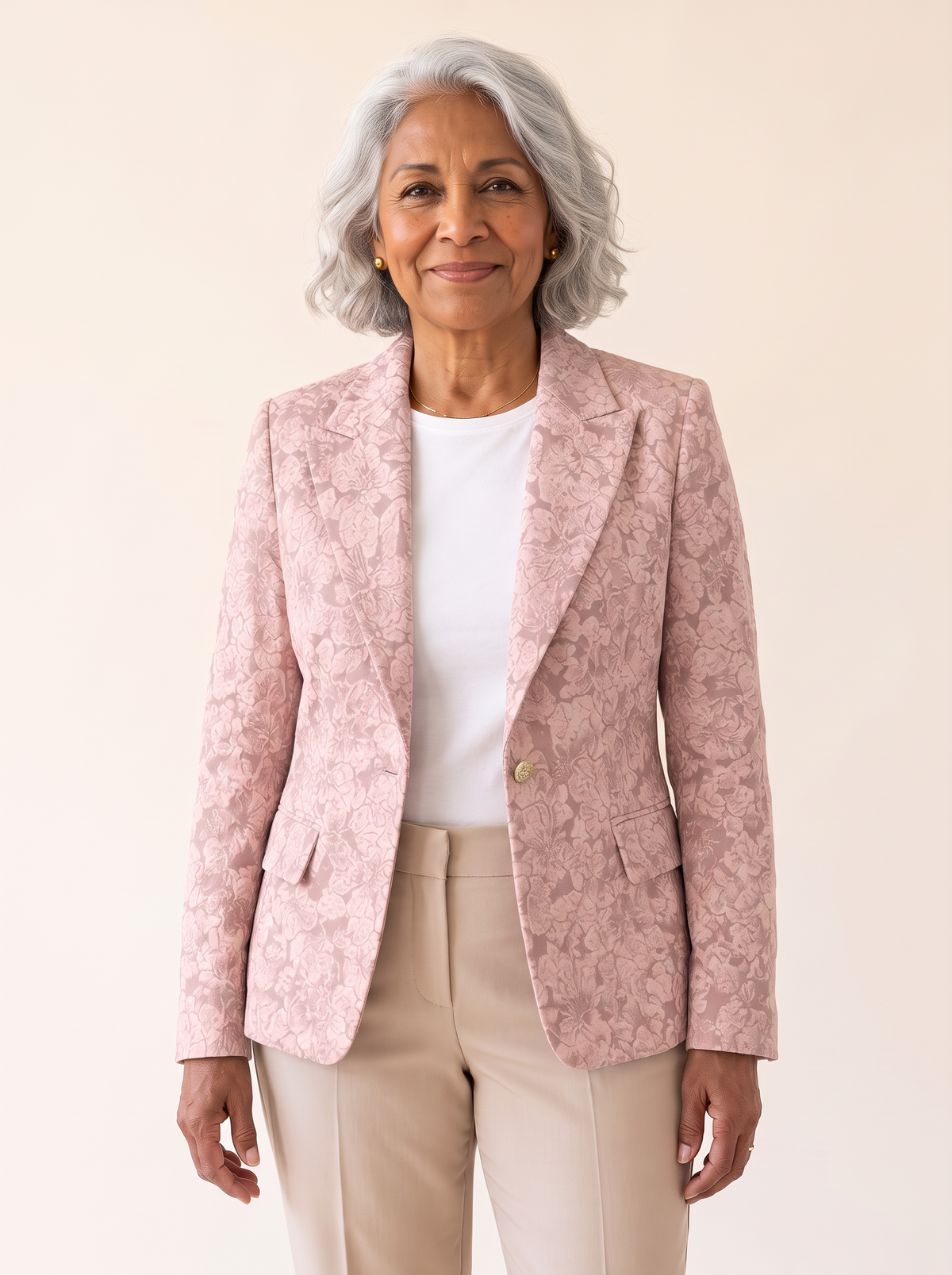 Loretta Jacquard Fitted Blazer Pink front
