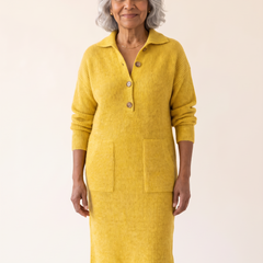 Helena Ribbed Midi Dress Yellow front