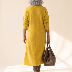 Helena Ribbed Midi Dress Yellow back