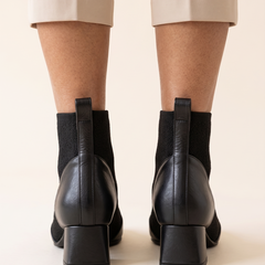 Savannah Leather Look Square Toe Ankle Boots Black back