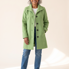 Serena Classic Long Button Coat in Light Green