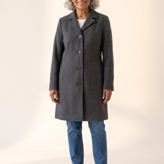 Serena Classic Long Button Coat in Gray