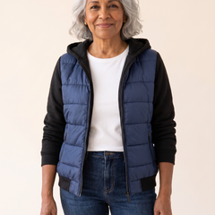 Sabrina Hooded Color Block Puffer Jacket in Blue