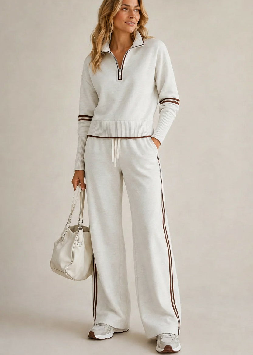 Kate | Half-Zip Sweater and Wide-Leg Pants Set