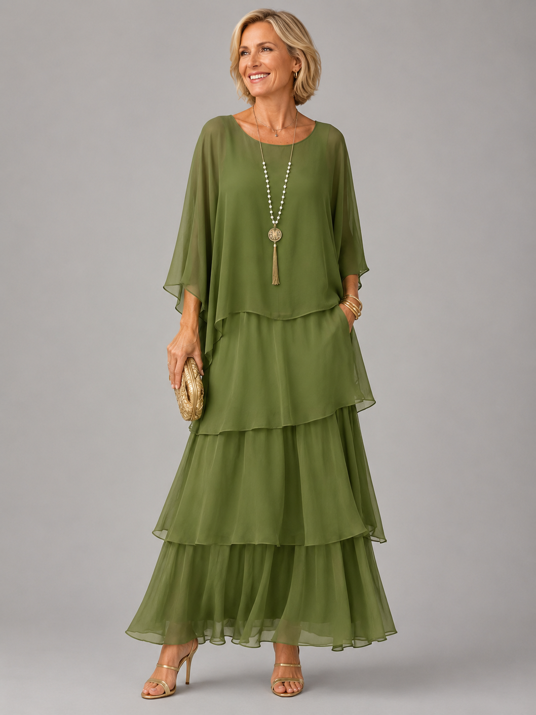 Janet | Tiered Chiffon-Look Maxi Dress