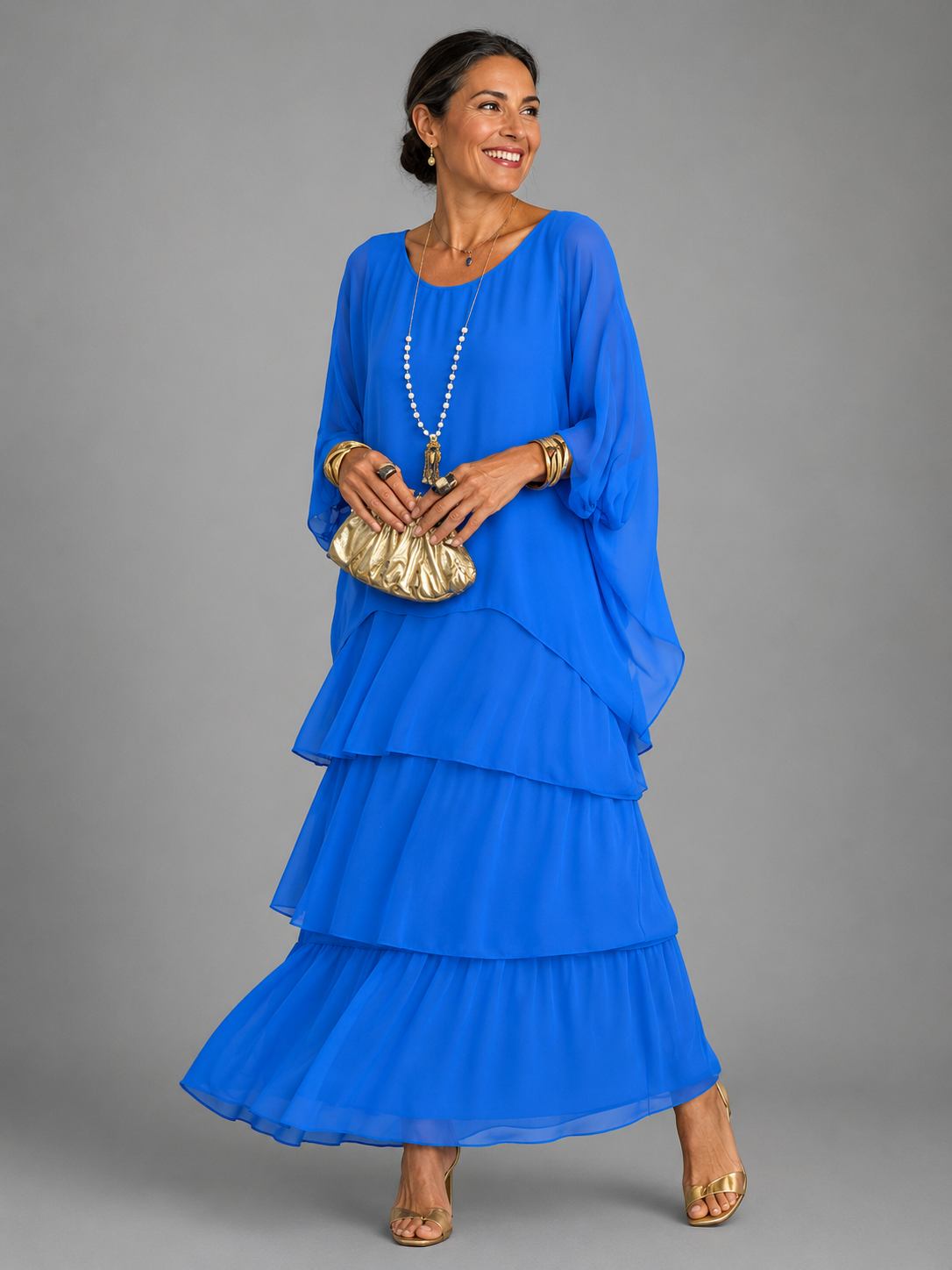 Janet | Tiered Chiffon-Look Maxi Dress