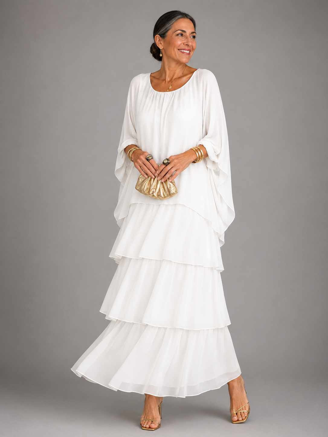 Janet | Tiered Chiffon-Look Maxi Dress